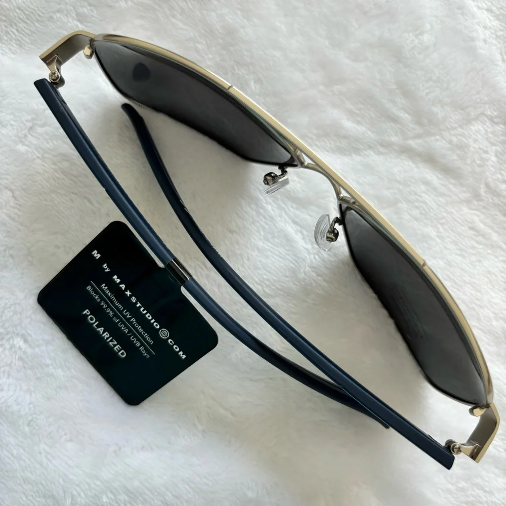 M BY MAXSTUDIO Men's Aviator Rectangular Polarized Sunglasses--MX9457--NWT